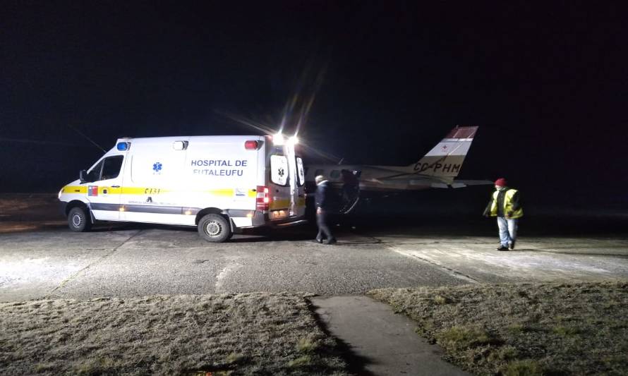 Futaleufú: En vuelo nocturno evacúan a joven con embolia pulmonar 