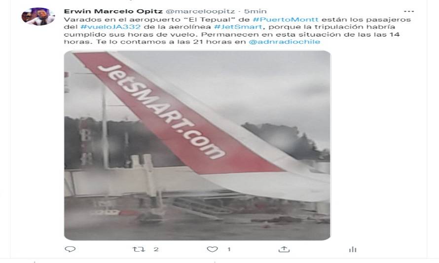 Pasajeros de línea aérea quedaron varados en aeropuerto El Tepual