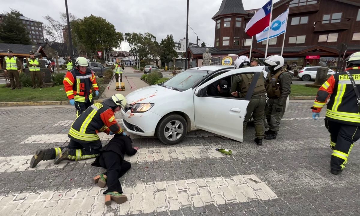 En Puerto Varas con simulacro de accidente se llama a la comunidad a prevenir accidentes de tránsito en Fiestas Patrias